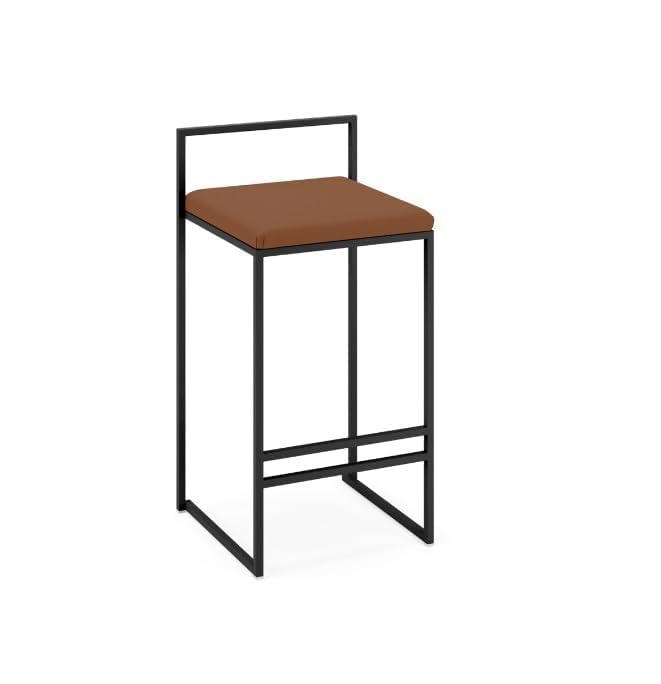 A.R Iron Art Barstool, Chair Square High Stools Home Breakfast Chair Dining Table Stool Leisure Bar Stool with Foot Rest - Black