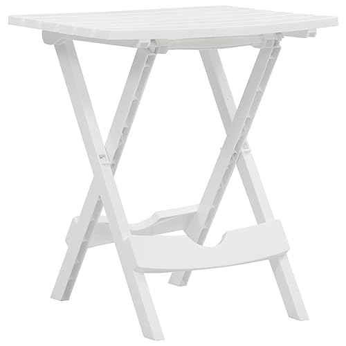 Teenpull Table Pliable de Jardin en PP Blanc 44,5x38,5x50 cm, Table d'appoint extérieure résistante aux intempéries, idéale pour Balcon, Patio, Coin café,...