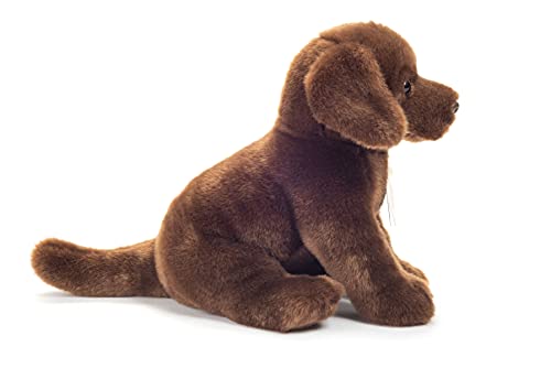 Teddy Hermann 91958 Hund Labrador sitzend Dunkelbraun 25 cm, Kuscheltier mit idealem Recyclinganteil (Füllmaterial)