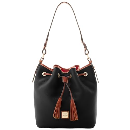 Dooney & Bourke Bucket Bags for Women, Pebble Grain Tasha Large Leather Shoulder Bag with Drawstring Cinch Closure - Main Image