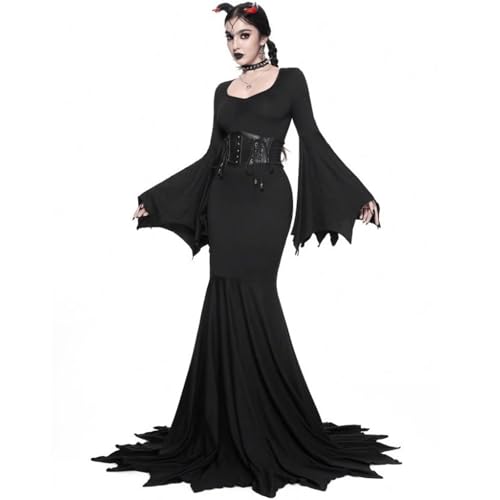 OIOLOYJM Morticia Addams Costume Women Renaissance Medieval Sexy Witch Vampire Gothic Halloween Costumes Woman 2025 Dresses
