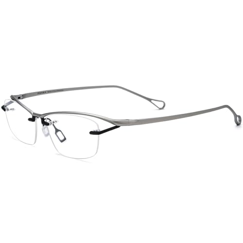 Image of FONEX Pure Titanium Glasses Frame Men Semi Rimless Square Eyeglasses Eyewear DTX416