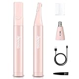 眉毛シェーバー フェイスシェーバー メンズ & レディース 用 USB充電式 コードレス 革新的両面プレード IPX7防水 水洗いOK まゆげ シェーバー 鼻毛カッター 顔そり 眉毛剃り 多機能電動 低騒音 男女兼用 敬老の日 母の日 父の日誕生日 クリスマス 記念日 プレゼント 眉用コーム付属 日本語取扱説明書付き (ピンク)
