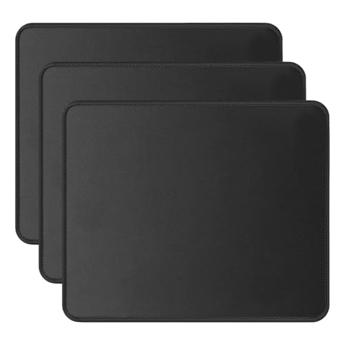 Libenxue 3 Pack Mouse Mat, Black Stitched Edge Mouse Pad, 25