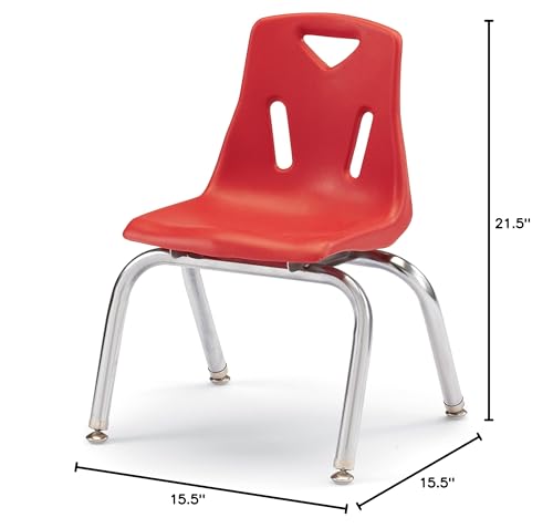 Image of Berries Jonti-Craft 8142JC1008 Stacking Chair with Chrome-Plated Legs, 12 inch Height, Red