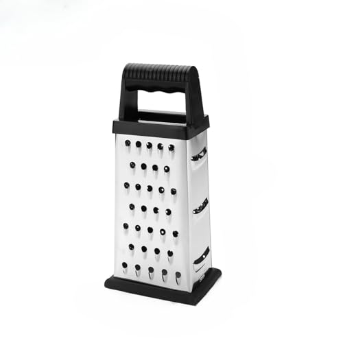 8寸9寸430ステンレス4面おろし器チーズおろし大根おろしケース付きキッチン調理器具 (ラウンドハンドルステンレススチール4面【8インチ】)