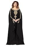 ADIBA Creation Sale New Moroccan Dubai Kaftans Farasha Abaya Caftan Long Gown Eid Ramada Dress Party Wear Formal Wear (Black, Large)