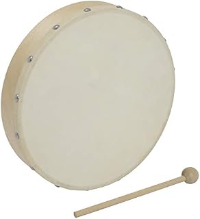 World Rhythm HD-10 Hand Drum - 10 inch Pre-tuned Frame Drum - Beater Included - Authentic Goatskin Drum Head