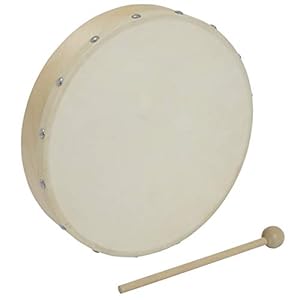 World Rhythm HD-10 Hand Drum – 10 inch Pre-tuned Frame Drum – Beater Included – Authentic Goatskin Drum Head