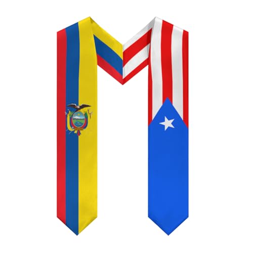 generic Puerto Rican Ecuador Ecuadorian Flag Graduation Stole,Abroad Student Graduation Sash 72 inches Shawl Premium Quality Graduation scarves for Unisex Fits All Body Types