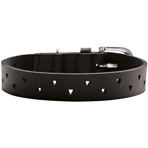 Collier pour chien en cuir souple pour balade urbaine et éducation avec perforations cœur 50