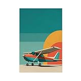 OIQUTGNG Lienzo decorativo para pared, diseño de avión Cessna de Inimalist (60 x 90 cm)