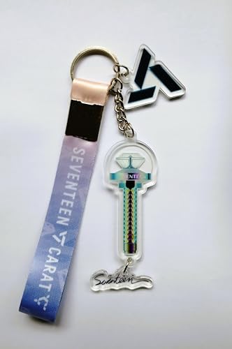 Image of SEVENTEEN Caratbong Lightstick Inspired Acrylic Keychain With Lanyard | SVT & Carat Logo Landyard |Kpop BoyBand | Caratbong Keyring | Seventeen Keychain| Kpop Lightstick
