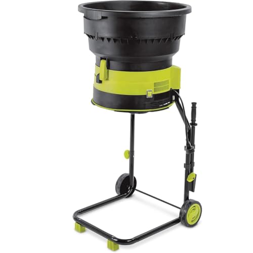 Trituradora eléctrica automática de compost, trituradora de hojas de jardín de 2500 W con cable de alimentación, caja de colección de 60 L, relación de trituración 17:1, diámetro de embudo de 54 cm