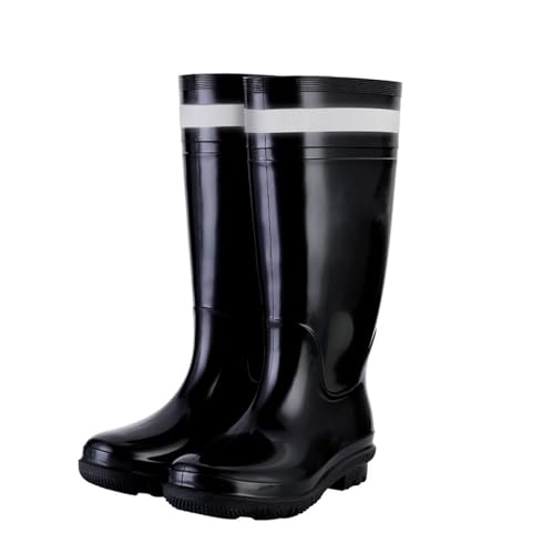 Botas Agua para Hombre Botas De Lluvia De Goma Antideslizantes Impermeables De Caña Alta Transpirables para Exteriores, Botas Lluvia PVC Impermeables Transpirables Rápida Absorción(A Black,43 EU)