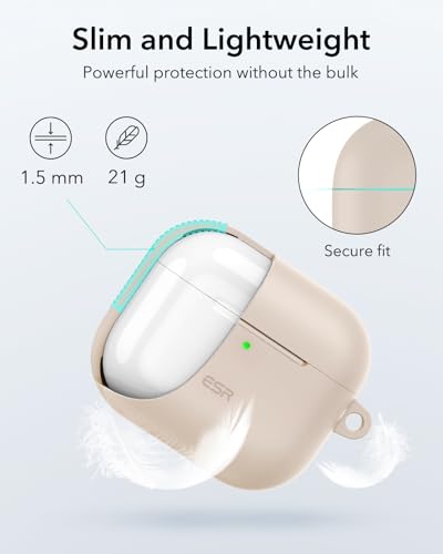 Image of ESR for AirPods 4 Case, Compatible with AirPods 4th Generation Case (2024) (USB-C), Magnetic Lid Lock, Full Drop Protection Cover, Cloud Soft Case, Desert Titanium