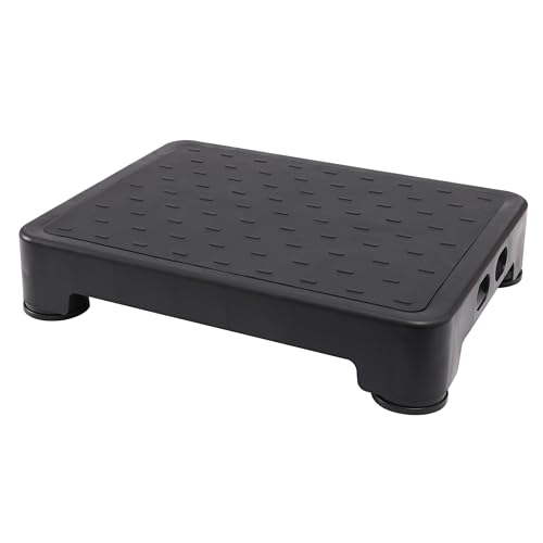Image of COOL-ANGLE Non-Slip Step Stool for Adults & Seniors - 3.4 inch Low Profile Wide Platform 600lbs Capacity - 6 Stability Feet Bed Step for High Beds, Bath & Car - Portable with Handles, Black
