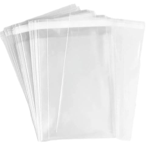 Delatanus 4-1/2 x 6-1/2 Inch Clear Cellophane Cello Bags-Fits A4 Envelope 4X6 Prints Photos Cards Candy Treats Cookie Clear Plastic Sleeves-150 Pcs Cover