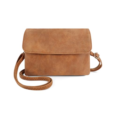 Energather Crossbody Bags Damen, PU Leder Crossbody Bags für Frauen und Mädchen, Mini Women's Cross-Body Bags, Kleine Schultertasche mit Abnehmbarem Schultergurt für Reise, Arbeit, Einkaufen (Braun)