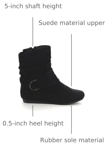 Image of Beston Forever Selena-58 Women's Fashion Mid Calf Flat Heel Side Zipper Slouch Boots Black 5.5