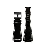 DKWOIS Kompatibel mit Bell & Ross B&R BR-01 BR-03 Armband Leder Uhrenarmbänder Herrenarmband Handgelenk Gürtel Armband 34 * 24mm Konvex(Black-black buckle)
