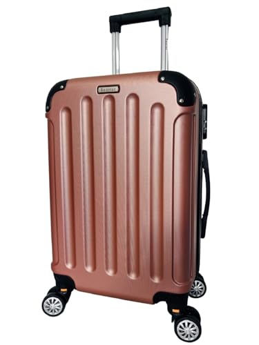 MALA DE BORDO PEQUENA PARA VIAGEM EM ABS BEZZTER CADEADO INTEGRADO RODAS GIRO 360º ROSÊ