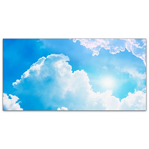 Image of Fluorescent Light Covers for Classroom Office - Eliminate Harsh Glare Causing Eyestrain and Headaches. School-Office-Indoor Ceiling Lamp Decoration.Blue Sky and White Clouds