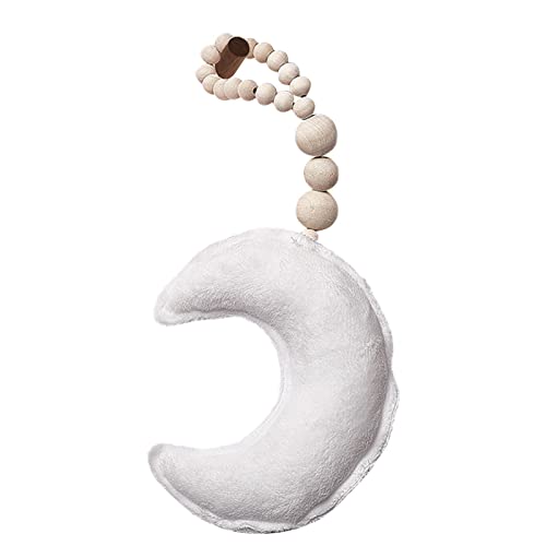 Decorhome Tapices de pared escandinavos de cuentas de madera - INS Nordic Moon Decoración de pared Accesorios de fotografía - Luna Habitación Infantil Decoración Cuna Tienda Colgante Colgante