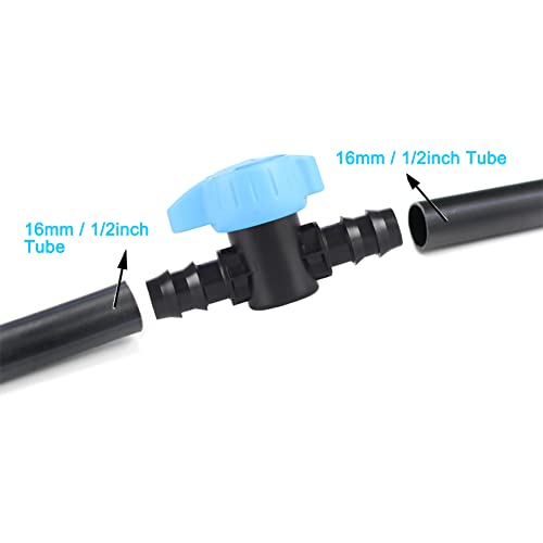 UCLEVER 10pcs Drip Irrigation Barbed Ball Valve 16mm for 1/2 and 5/8 Inch Tubing (.570 to .620 ID) Barb Shut-Off Coupling Valve - Image 3