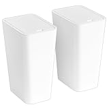 Yieach 12L White Slim Bathroom Trash Can with Lid,3.17 Gallon Pet/Dog Proof Kitchen Trash Can,Rectangle Thin Garbage Can,Covered Waste Basket,Narrow Small Plastic Trashcan for Room,Bedroom,Office,2PCS