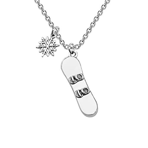 CENWA Snowboarder Gift 3D Snowboard and Snowflake Pendant Snowboarding Necklace Snowboarder Team Gift