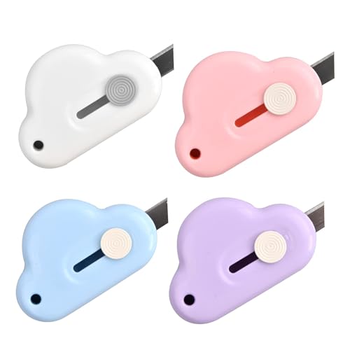 4 Piezas Mini Cutter, Cutter Pequeño Mini Cuters Pequeños, Papelería Aesthetic, Cuchillo en forma de nube, Hermosa y exquisita papelería pequeña