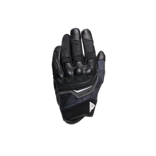 DAINESE - Guantes Ermex, Guantes de Moto de Verano para Mujer, Transpirables con Inserciones de Malla, Protectores Rígidos en Nudillos, Refuerzos de Piel, Pantalla Táctil, Blanco y Negro, Talla S