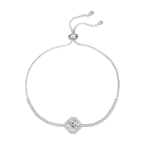 18K Gold Plated Tennis Bracelet for Women with Sparkling Zirconia Stones, Adjustable Size, Elegant Gift for Chrismas, Wedding, Party, Mom, Girlfrined, Birthay