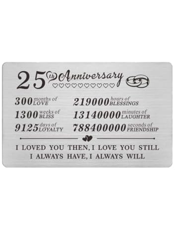 BFYDmttuBF Tarjeta de aniversario de acero inoxidable con grabado de año de boda, aniversario, regalo para ella, él, hombres, mujeres, marido, esposa (25)