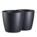 Tymar Blumentopf, 2er-Pack, Pflanzentopf aus Kunststoff, Moderne, matt, Runde Form (Anthrazit, ø 12 cm)