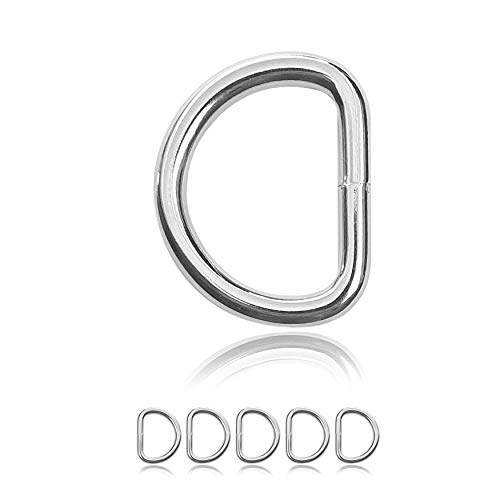 D - Ring aus Stahl, 5er Set, Materialstärke 5 mm, DIY Hunde-Halsband, nichtrostend, Ideal mit Paracord 550, Farbe Silber