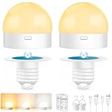Aufladbare Glühbirne mit Fernbedienung, E27 Led Dimmbar Glühbirne, Mit Timing-Funktion, USB-C Wiederaufladbare Glühbirne, 3 Farbtemperaturen, Mit Magnetfuß für Heim, Notleuchte mit Haken, 2 Stück