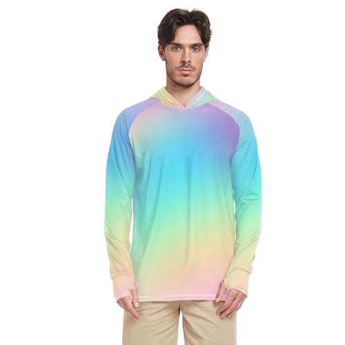 Mens Sun Protection Shirts UPF 50+ Rash Guard SPF Outdoor Running UV Shirts Cooling Hoodie