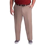 Haggar Men's Big-Tall B&T Premium Comfort Khaki Flat Front Classic Fit Pant Pants, Medium Khaki, 52Wx30L