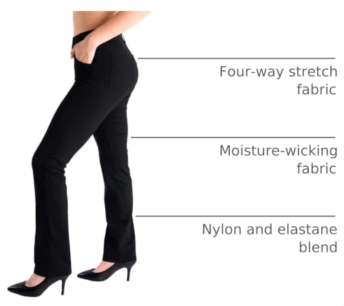 Image of Yogipace Women's Straight Leg Yoga Dress Pants for Work, 27 inch-37 inch Inseams