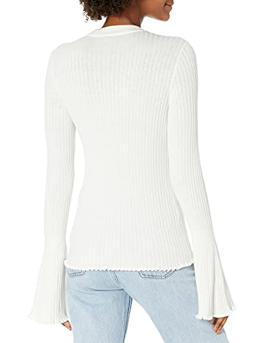 Paige Women's Iona Sweater Slightly Cropped Bell Sleeve Supremely Soft In Ivory, L #TOP1