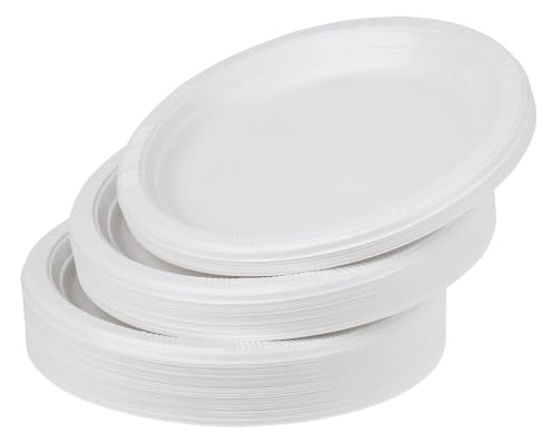 BH | 10" - Reusable Plastic Plates - 200 Pack | Microwave and Dishwasher Safe | White Large | Lunch & Dinner | Catering, Events, Parties, and Everyday Use (10 inch Plates, White) - by Best House - Image 5