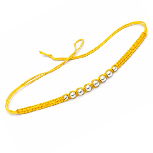 Image of 925 Silver Beads Rakhi for Rakshabandhan Stylish Silver Beads Rakhi for Brother with Roli and Chawal.