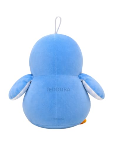 Image of Happy Penguin Soft Toy for Girls Boys Kids, Sky Blue, Animal Plush Stuffed Baby Teddy Gift Birthday, 28 cm