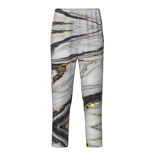 Pajama Pants Pajama Bottoms with Elastic Waistband Sleepwear Lounge Pants, White Black Marble