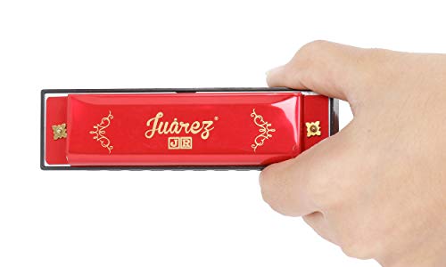 Image of JUAREZ Junior JJ10HR 10 Holes Educational Harmonica Key of C Scale | Mouth Organ | Cover - Aluminum | Comb - Abs | Reed - Aluminum Red