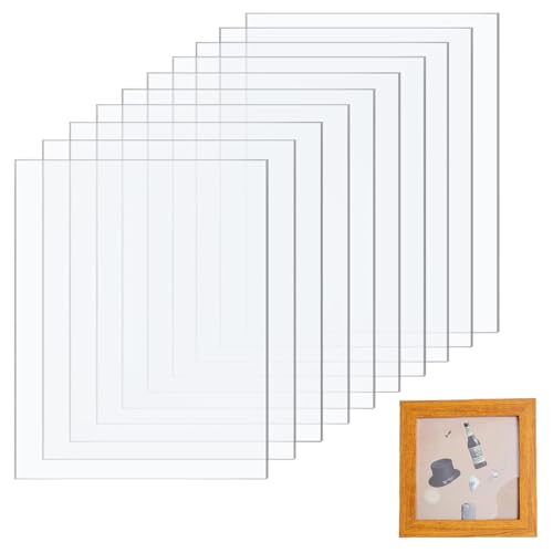 GNALIA Metacrilato Transparente, 10 Placas Acrílicas Cuadradas Ultra Transparentes, Plexiglás De 1 Mm, Medidas 15Cm Largo X 10Cm Ancho, Para Marcos De Fotos Y Manualidades