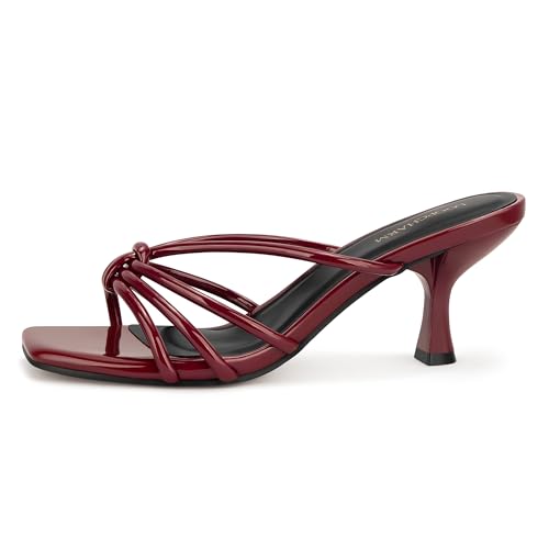 Image of Women's Strappy Square Open Toe Kitten Heels Sandals Knotted Design Summer Fashion Slip On Mule Style