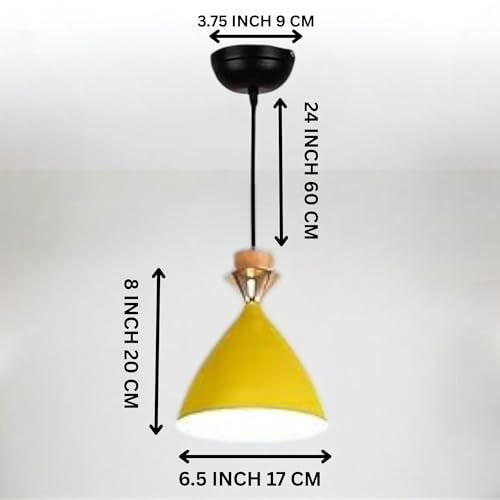 Image of Modern Yellow Dome Hanging Pendant Light for Ceiling, Aluminium, Antique Decor, E-27 Holder, (Bulb is not Included) Pack of 3